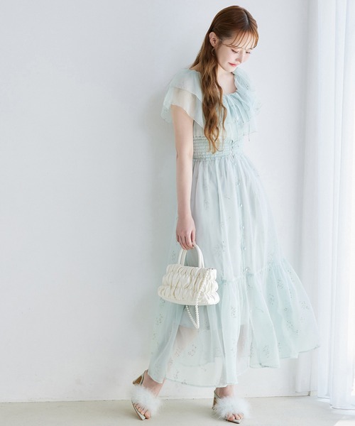 one after another NICE CLAUP（ワンアフターアナザーナイスクラップ）の「【moon light marine collection】パールショルダー付きシャーリングバッグ（ショルダーバッグ・レディース・シルバー/アイボリー・FREE）」の13枚目の写真