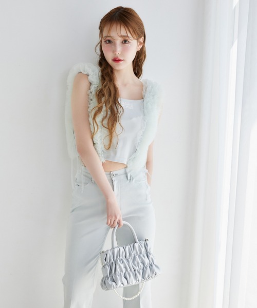 one after another NICE CLAUP（ワンアフターアナザーナイスクラップ）の「【moon light marine collection】パールショルダー付きシャーリングバッグ（ショルダーバッグ・レディース・シルバー/アイボリー・FREE）」の18枚目の写真