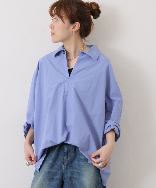 ジャーナルスタンダードラックス　スキッパー　シャツ　ブラウス　luxe セール】【ARMEN】POPLIN SKIPPER SHIRT（シャツ/ブラウス