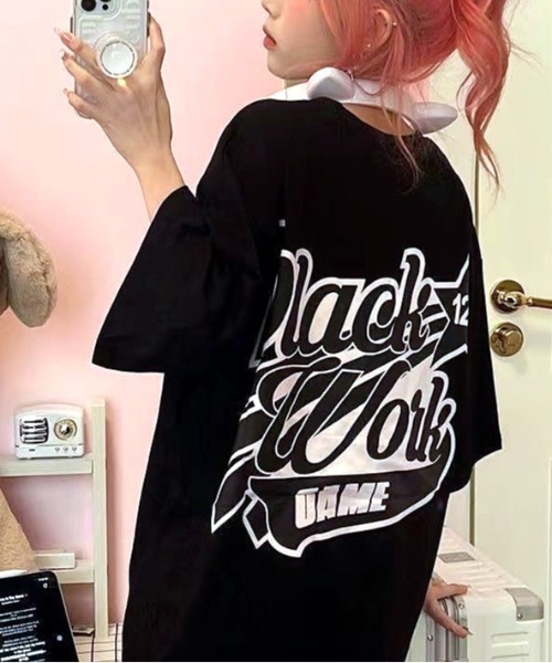 SHEENA(シーナ)の「グラフィックロゴプリントオーバーサイズTシャツ(Tシャツ/カットソー・レディース・ブルー/ブラック・M)」の5枚目の写真
