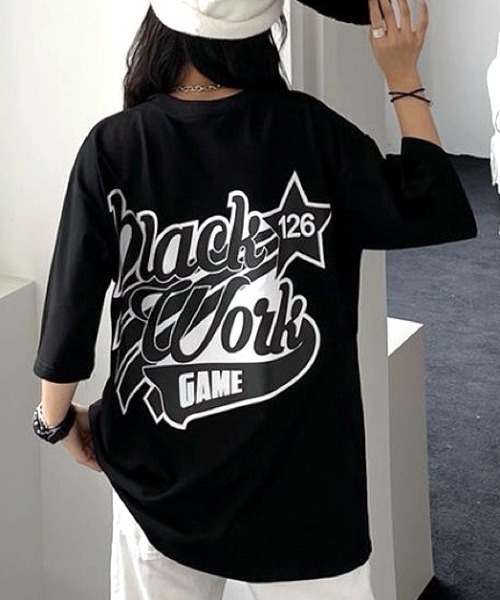 SHEENA(シーナ)の「グラフィックロゴプリントオーバーサイズTシャツ(Tシャツ/カットソー・レディース・ブルー/ブラック・M)」の9枚目の写真