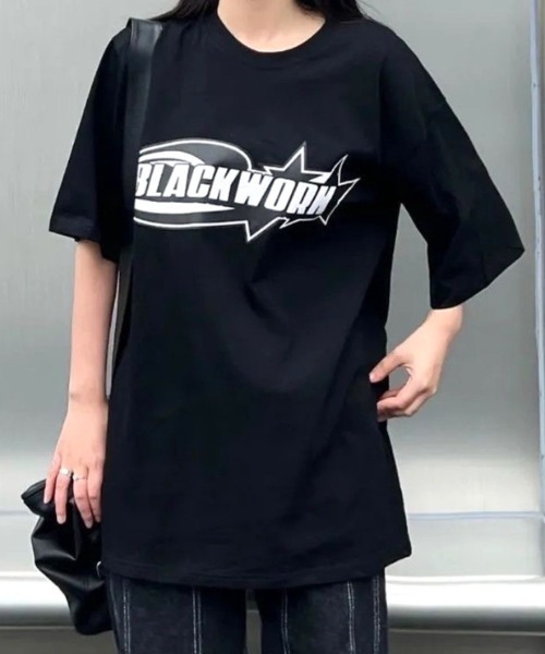 SHEENA(シーナ)の「グラフィックロゴプリントオーバーサイズTシャツ(Tシャツ/カットソー・レディース・ブルー/ブラック・M)」の12枚目の写真