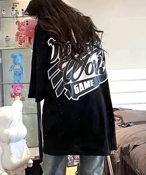 SHEENA(シーナ)の「グラフィックロゴプリントオーバーサイズTシャツ(Tシャツ/カットソー・レディース・ブルー/ブラック・M)」の20枚目の写真