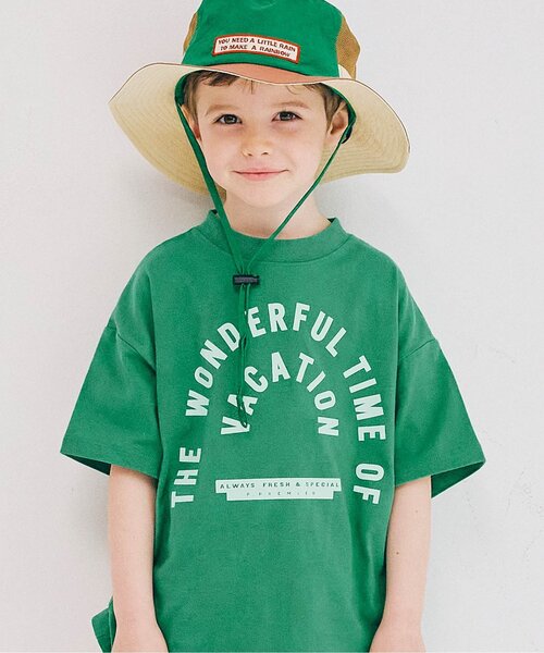 p.premier(ピードットプルミエ)の「We love VACATION2柄シンプルロゴ半袖Tシャツ(Tシャツ/カットソー・キッズ・ブラウン/グリーン/レッド/ベージュ/チャコール/イエロー/ブルー/アイボリー・80/90/100/110/120/130/140)」の5枚目の写真