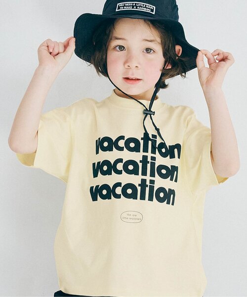p.premier(ピードットプルミエ)の「We love VACATION2柄シンプルロゴ半袖Tシャツ(Tシャツ/カットソー・キッズ・ブラウン/グリーン/レッド/ベージュ/チャコール/イエロー/ブルー/アイボリー・80/90/100/110/120/130/140)」の3枚目の写真
