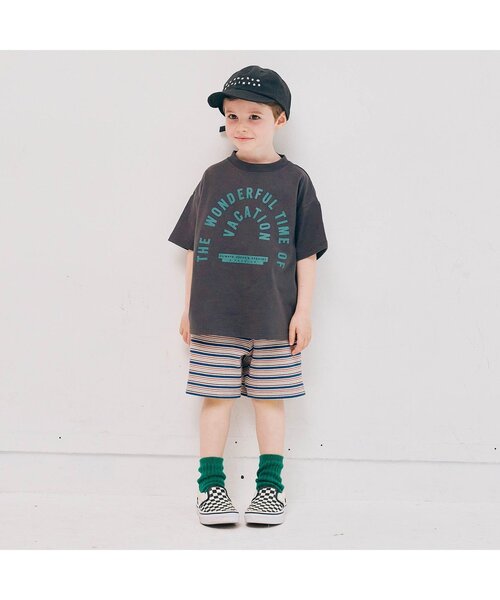 p.premier(ピードットプルミエ)の「We love VACATION2柄シンプルロゴ半袖Tシャツ(Tシャツ/カットソー・キッズ・ブラウン/グリーン/レッド/ベージュ/チャコール/イエロー/ブルー/アイボリー・80/90/100/110/120/130/140)」の16枚目の写真