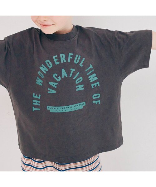 p.premier(ピードットプルミエ)の「We love VACATION2柄シンプルロゴ半袖Tシャツ(Tシャツ/カットソー・キッズ・ブラウン/グリーン/レッド/ベージュ/チャコール/イエロー/ブルー/アイボリー・80/90/100/110/120/130/140)」の18枚目の写真