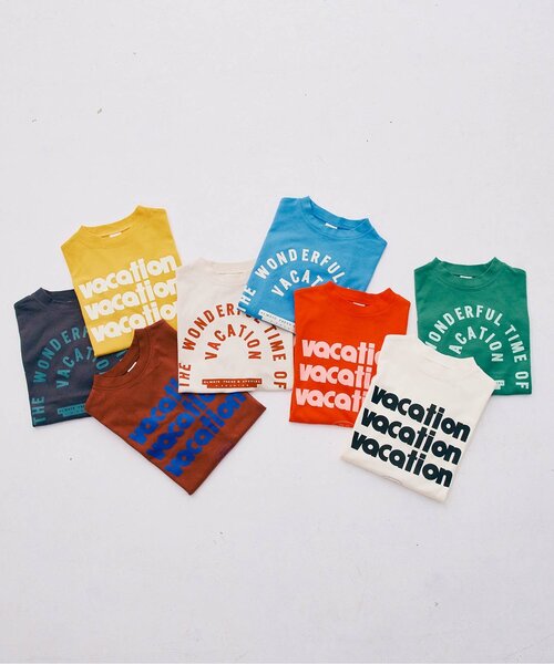 p.premier(ピードットプルミエ)の「We love VACATION2柄シンプルロゴ半袖Tシャツ(Tシャツ/カットソー・キッズ・ブラウン/グリーン/レッド/ベージュ/チャコール/イエロー/ブルー/アイボリー・80/90/100/110/120/130/140)」の21枚目の写真