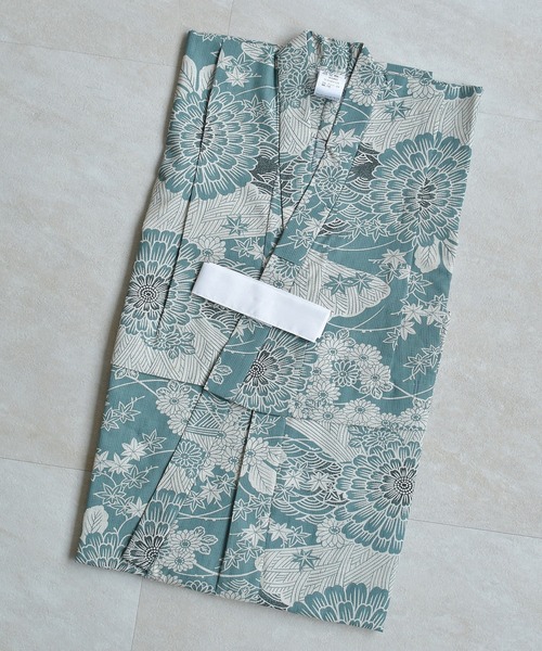 utatane（ウタタネ）の「キッズ浴衣3点セット ひよこ商店 青碧色に菊爛漫（浴衣・キッズ・ブルーグリーン・100cm/110cm/120cm/130cm）」の5枚目の写真