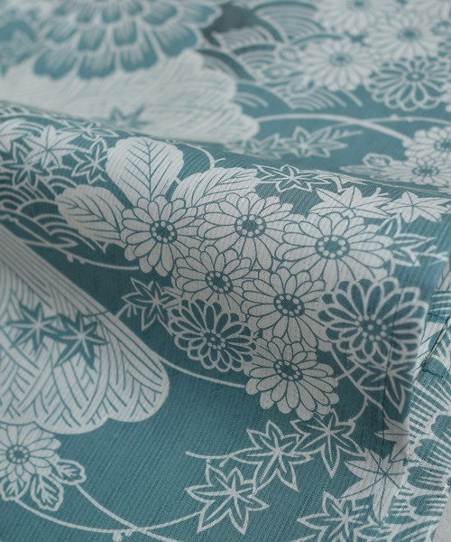 utatane（ウタタネ）の「キッズ浴衣3点セット ひよこ商店 青碧色に菊爛漫（浴衣・キッズ・ブルーグリーン・100cm/110cm/120cm/130cm）」の6枚目の写真