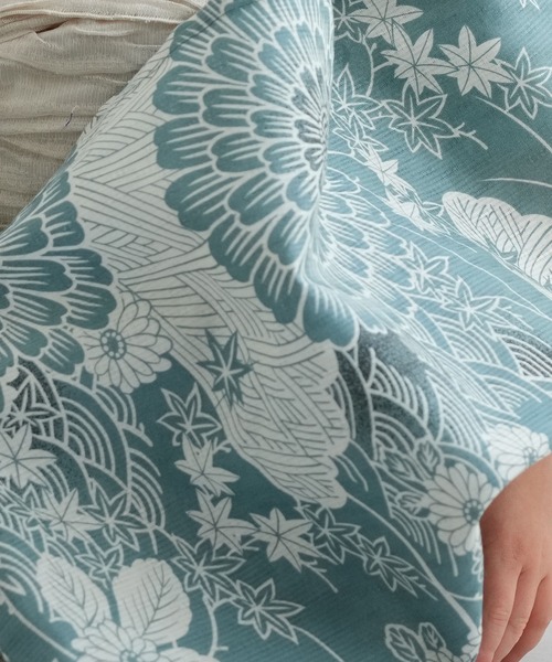 utatane（ウタタネ）の「キッズ浴衣3点セット ひよこ商店 青碧色に菊爛漫（浴衣・キッズ・ブルーグリーン・100cm/110cm/120cm/130cm）」の12枚目の写真