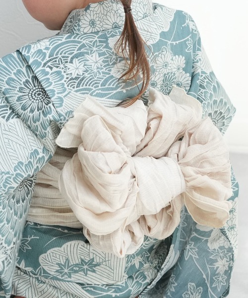 utatane（ウタタネ）の「キッズ浴衣3点セット ひよこ商店 青碧色に菊爛漫（浴衣・キッズ・ブルーグリーン・100cm/110cm/120cm/130cm）」の13枚目の写真