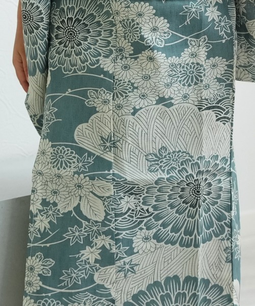 utatane（ウタタネ）の「キッズ浴衣3点セット ひよこ商店 青碧色に菊爛漫（浴衣・キッズ・ブルーグリーン・100cm/110cm/120cm/130cm）」の14枚目の写真