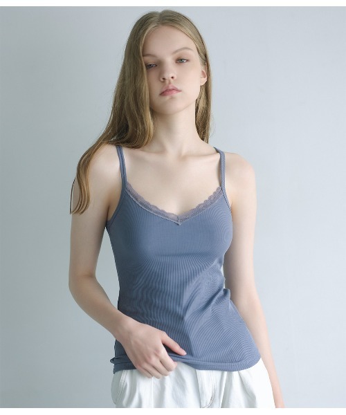 PEACH JOHN（ピーチジョン）の「コットンミックスリブキャミソール（インナーウェア/肌着・レディース・オフホワイト/ダークブルー/ピンク・S/M/L）」の5枚目の写真