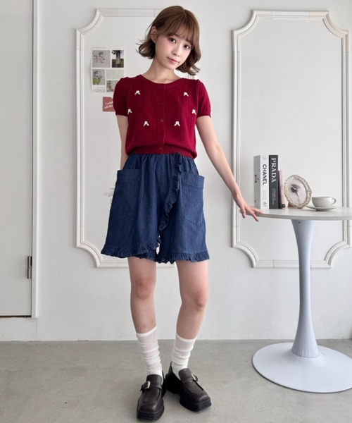 Loueme(ルエム)の「ローズ刺繍アイレットニットカーディガン(カーディガン/ボレロ・レディース・レッド/ピンク/ホワイト・FREE)」の22枚目の写真