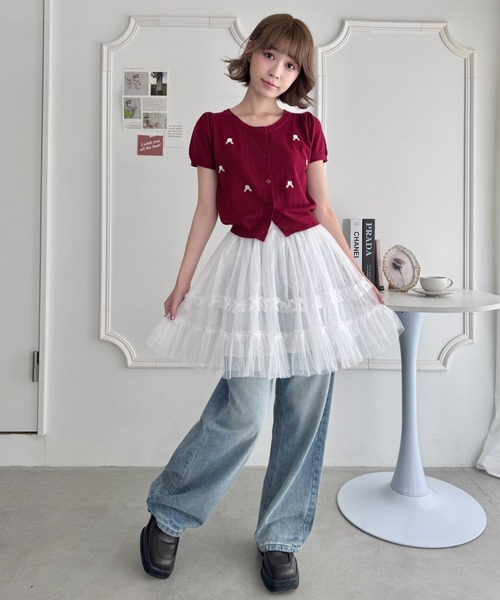 Loueme(ルエム)の「ローズ刺繍アイレットニットカーディガン(カーディガン/ボレロ・レディース・レッド/ピンク/ホワイト・FREE)」の21枚目の写真