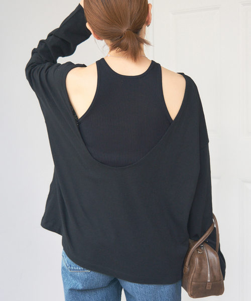 IENA ROUGH COTTON BACK OPEN ボートネックロンT セール】ONIT/オニット ROUGH COTTON BACK OPEN ボートネック