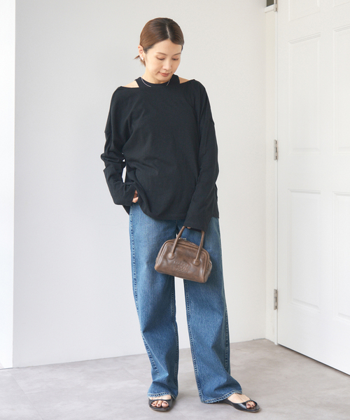 IENA ROUGH COTTON BACK OPEN ボートネックロンT IENA tシャツ ONIT/オニット ROUGH COTTON BACK OPEN ボート