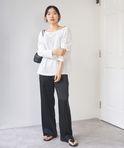 ONIT ROUGH COTTON BACK OPEN ボートネックロンT ONIT/オニット ROUGH COTTON BACK OPEN ボートネックロンT（T
