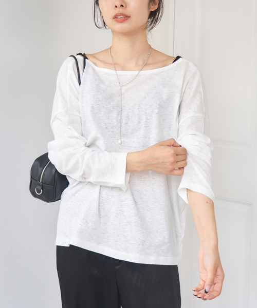 ONIT ROUGH COTTON BACK OPEN ボートネックロンT ONIT/オニット ROUGH COTTON BACK OPEN ボートネックロンT（T