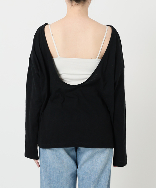 IENA ROUGH COTTON BACK OPEN ボートネックロンT セール】ONIT/オニット ROUGH COTTON BACK OPEN ボートネック