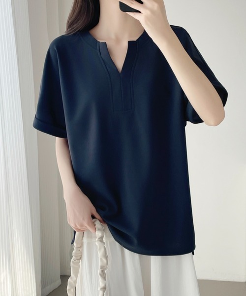 ABITOKYO（アビトーキョー）の「スキッパネックプルオーバー（Tシャツ/カットソー・レディース・チャコールグレー/アイボリー/ブラック・M/L/XL）」の13枚目の写真