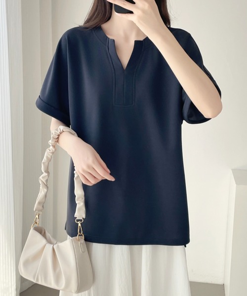 ABITOKYO（アビトーキョー）の「スキッパネックプルオーバー（Tシャツ/カットソー・レディース・チャコールグレー/アイボリー/ブラック・M/L/XL）」の12枚目の写真