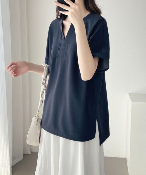 ABITOKYO（アビトーキョー）の「スキッパネックプルオーバー（Tシャツ/カットソー・レディース・チャコールグレー/アイボリー/ブラック・M/L/XL）」の10枚目の写真