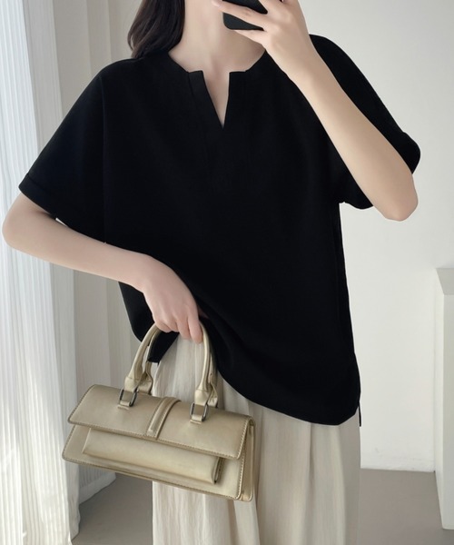 ABITOKYO（アビトーキョー）の「スキッパネックプルオーバー（Tシャツ/カットソー・レディース・チャコールグレー/アイボリー/ブラック・M/L/XL）」の17枚目の写真