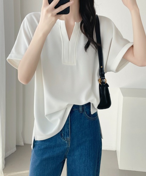 ABITOKYO（アビトーキョー）の「スキッパネックプルオーバー（Tシャツ/カットソー・レディース・チャコールグレー/アイボリー/ブラック・M/L/XL）」の22枚目の写真