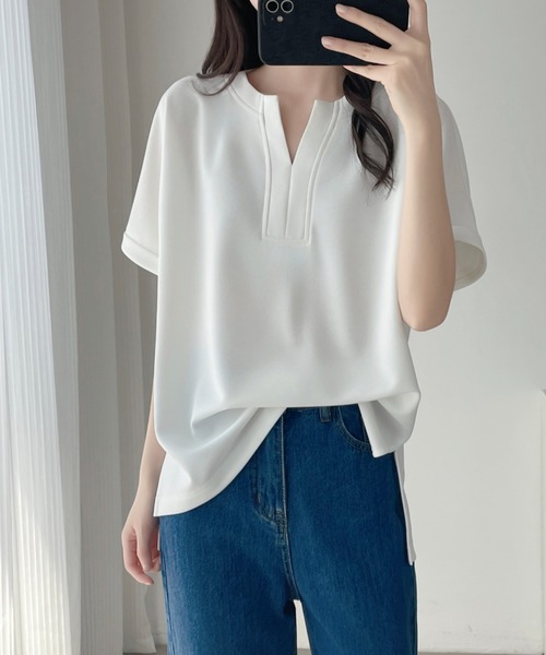 ABITOKYO（アビトーキョー）の「スキッパネックプルオーバー（Tシャツ/カットソー・レディース・チャコールグレー/アイボリー/ブラック・M/L/XL）」の21枚目の写真
