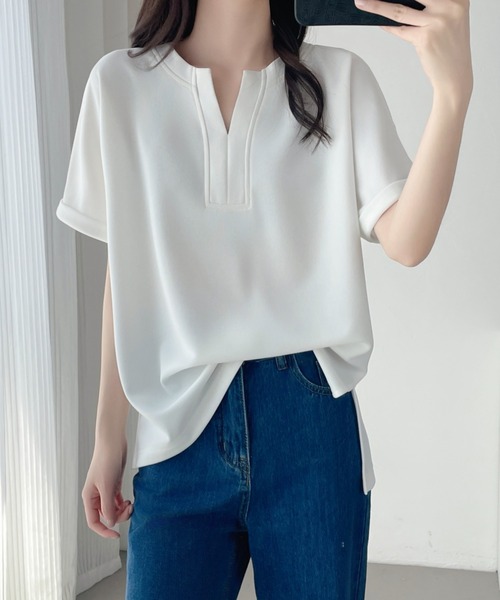ABITOKYO（アビトーキョー）の「スキッパネックプルオーバー（Tシャツ/カットソー・レディース・チャコールグレー/アイボリー/ブラック・M/L/XL）」の20枚目の写真