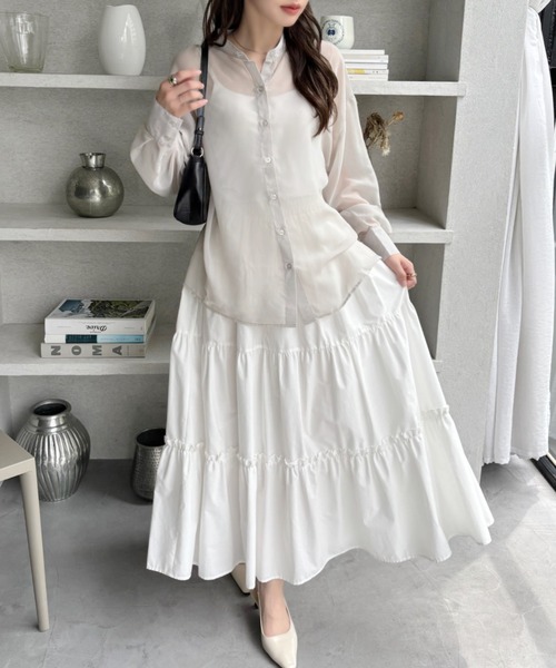 TREOVER(トレオーバー)の「涼しい透け感でオールシーズン大活躍! バンドカラー オーバーサイズシアーシャツ(シャツ/ブラウス・レディース・ライトグレー/ブラック/ライトピンク/オフホワイト/ブルー・FREE)」の18枚目の写真