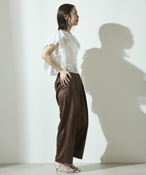 Firsthand（ファーストハンド）の「Firsthand/ファーストハンド チンツ加工 イージーワイドパンツ / 2タックワイドイージーパンツ（その他パンツ・レディース・ワイン/ブラック/ブラウン・S/M）」の16枚目の写真