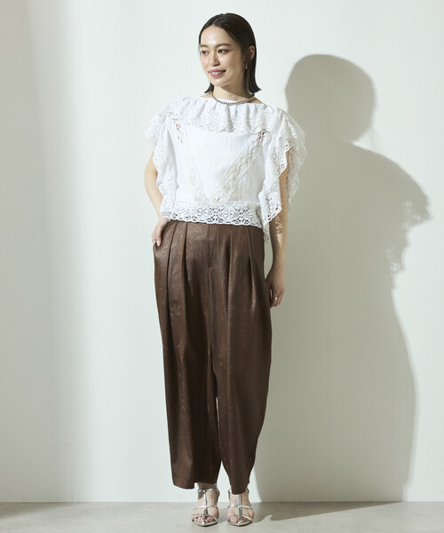 Firsthand（ファーストハンド）の「Firsthand/ファーストハンド チンツ加工 イージーワイドパンツ / 2タックワイドイージーパンツ（その他パンツ・レディース・ワイン/ブラック/ブラウン・S/M）」の17枚目の写真