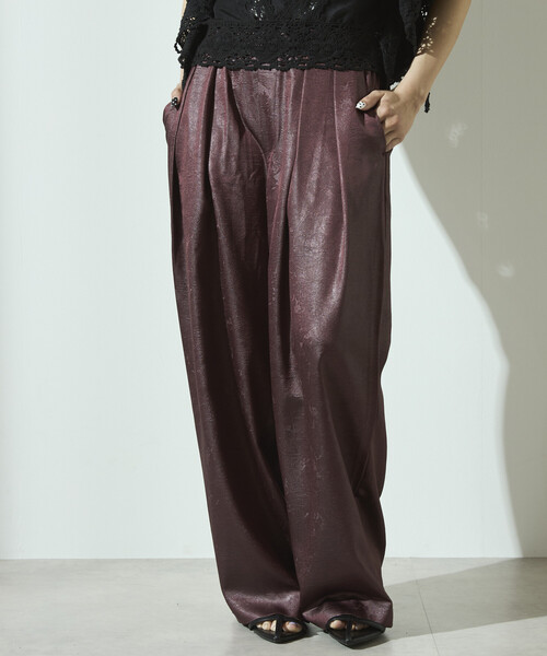 Firsthand（ファーストハンド）の「Firsthand/ファーストハンド チンツ加工 イージーワイドパンツ / 2タックワイドイージーパンツ（その他パンツ・レディース・ワイン/ブラック/ブラウン・S/M）」の20枚目の写真