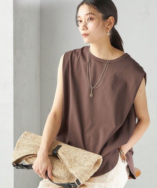 【SHIPS】トップス 接触冷感 カットソー 大人ブラウン 2way SHIPS tシャツ SHIPS:「接触冷感・撥水等」COOL DOTS(R) 2WAY