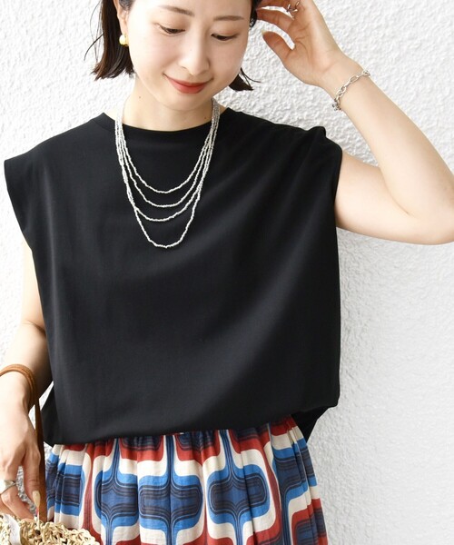 接触冷感〉ポンチ ノースリーブ プルオーバー（Tシャツ