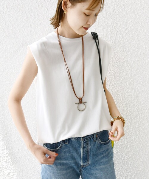 SHIPS(シップス)の「〈接触冷感〉ポンチ ノースリーブ プルオーバー(Tシャツ/カットソー・レディース・ブラック/ダークグレー/ホワイト/ブラウン・ONE SIZE)」の21枚目の写真