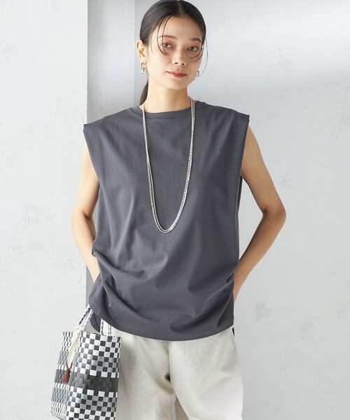 接触冷感〉ポンチ ノースリーブ プルオーバー（Tシャツ