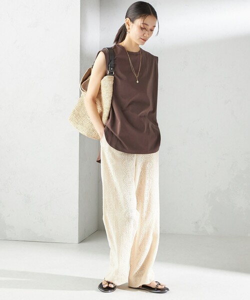 【SHIPS】トップス 接触冷感 カットソー 大人ブラウン 2way SHIPS tシャツ SHIPS:「接触冷感・撥水等」COOL DOTS(R) 2WAY