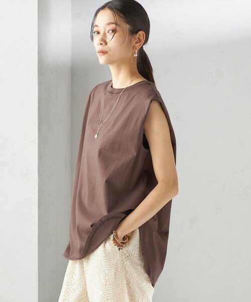 【SHIPS】トップス 接触冷感 カットソー 大人ブラウン 2way SHIPS tシャツ SHIPS:「接触冷感・撥水等」COOL DOTS(R) 2WAY