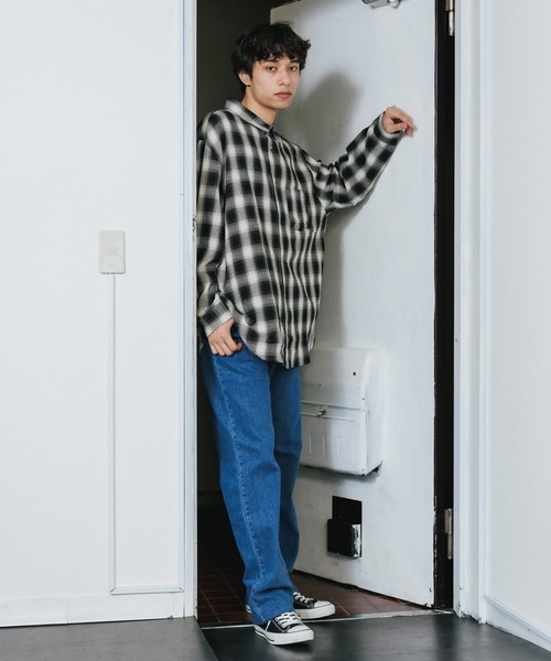 ROOPTOKYO（ループトウキョウ）の「ルーズシルエット オンブレチェック LS 長袖シャツ（シャツ/ブラウス・メンズ・ネイビー/ブラック/グレー・M）」の8枚目の写真