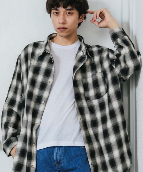 ROOPTOKYO（ループトウキョウ）の「ルーズシルエット オンブレチェック LS 長袖シャツ（シャツ/ブラウス・メンズ・ネイビー/ブラック/グレー・M）」の6枚目の写真