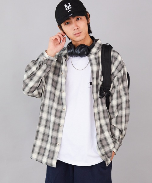 ROOPTOKYO（ループトウキョウ）の「ルーズシルエット オンブレチェック LS 長袖シャツ（シャツ/ブラウス・メンズ・ネイビー/ブラック/グレー・M）」の12枚目の写真