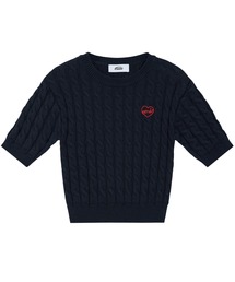 EMIS（イミス）の「HEART CABLE CROPPED KNIT TOP（ニット/セーター）」
