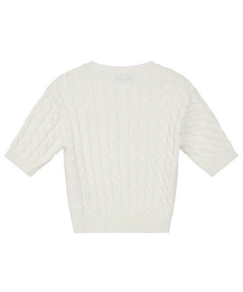 EMIS(イミス)の「HEART CABLE CROPPED KNIT TOP(ニット/セーター・レディース・アイボリー/ネイビー/レッド・FREE)」の5枚目の写真