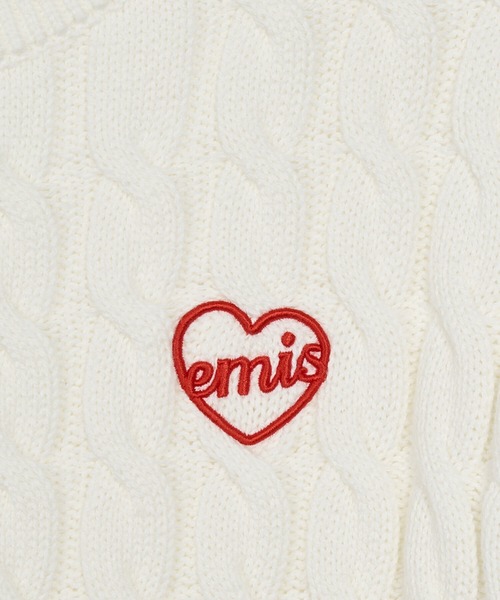 EMIS(イミス)の「HEART CABLE CROPPED KNIT TOP(ニット/セーター・レディース・アイボリー/ネイビー/レッド・FREE)」の7枚目の写真
