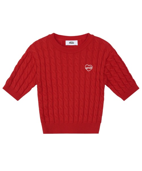 EMIS(イミス)の「HEART CABLE CROPPED KNIT TOP(ニット/セーター・レディース・アイボリー/ネイビー/レッド・FREE)」の11枚目の写真