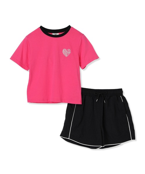セール】【セットアイテム】ラメハートロゴTシャツ×パイピング